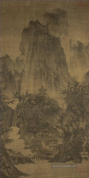 Chinesische Werke - Ein einsamer Tempel inmitten der Lichtung der Gipfel 960 Li Cheng traditionellen Chinesen